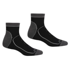 Regatta Calcetines Al Tobillo Samaris Trail Para Hombre Packs De 2 Negro, Acero Oscuro