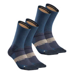 Calcetines Altos De Montaña Y Trekking Anti-rozaduras 2 Pares Quechua MH520 -Outdoor Tienda calcetines senderismo hike 520 doble high azul marino x2 pares