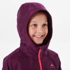 Chaqueta Impermeable De Montaña Trekking Niños 7-15 Años Quechua MH500 Violeta -Outdoor Tienda chaqueta impermeable de montaa trekking nios 7 15 aos quechua mh500 violeta 3