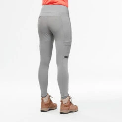 LEGGINGS DE TREKKING Y VIAJE RESISTENTES - TRAVEL 500 - GRIS CLARO - MUJER -Outdoor Tienda leggings de trekking y viaje resistentes travel 500 gris claro mujer 2